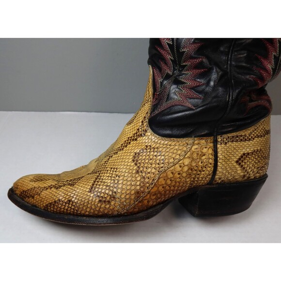 VTG Tony Lama Exotic Python Snakeskin Men\'s Western Cowboy Boots 9225 Size 8EE main image 4